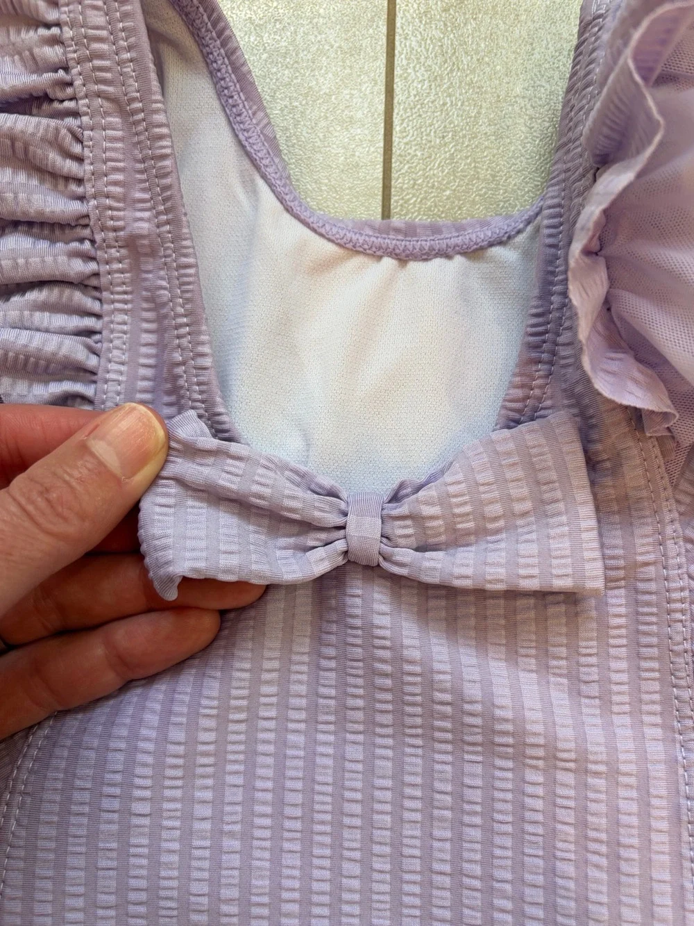 NWT RuffleButts Lavender Purple Textured Seersucker One-Piece Swimsuit Girl 3-6M